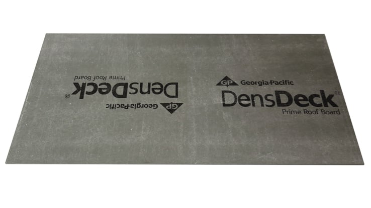 DensDeck Prime Roof Board product rendering logo facing up