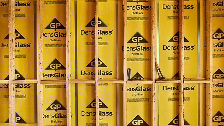 DensGlass Shaftliner wall installation at construction site