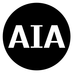 Black circle with AIA white text in the middle